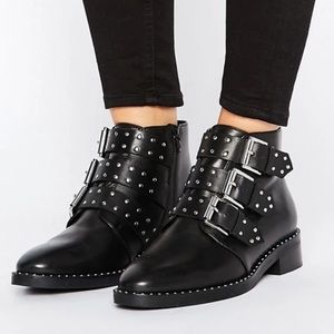 ASOS Studded Black Leather Ankle Boots
